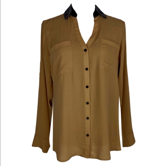 Express Vegan Leather Collar Button Down Portofino - Picture 1 of 1